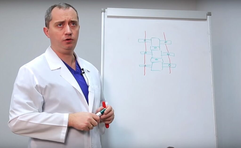 Лекар паказвае структуру пазваночніка